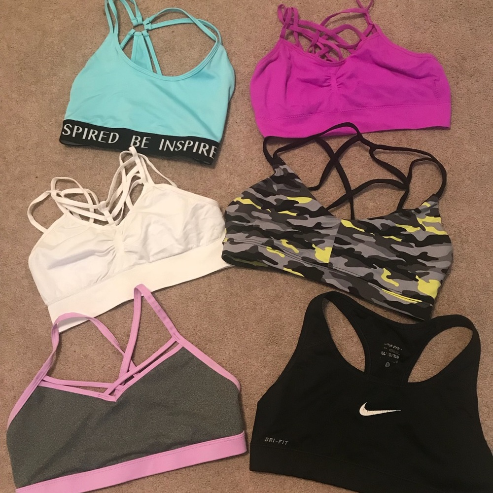 Lot of 6 sports bras